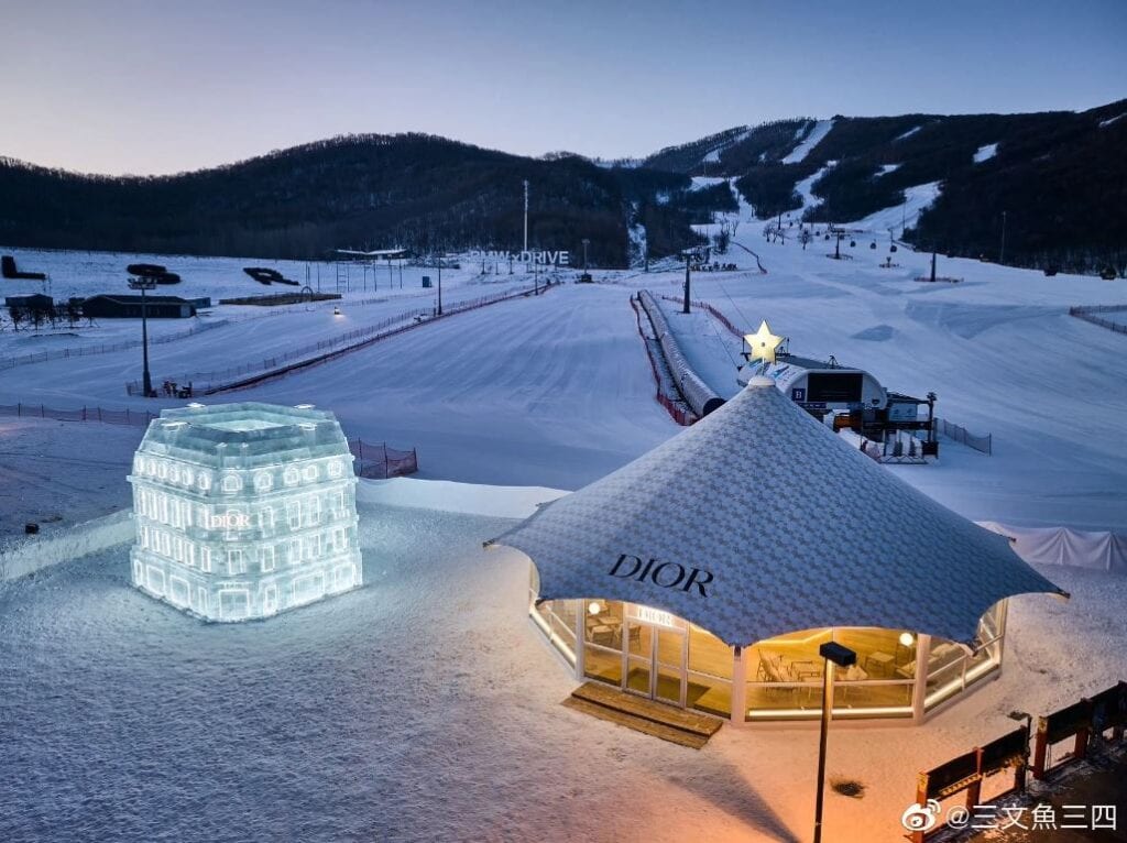 Dior winter fashion activation at luxury resort