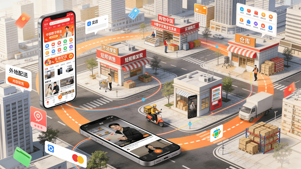 China e-commerce platform overview illustration