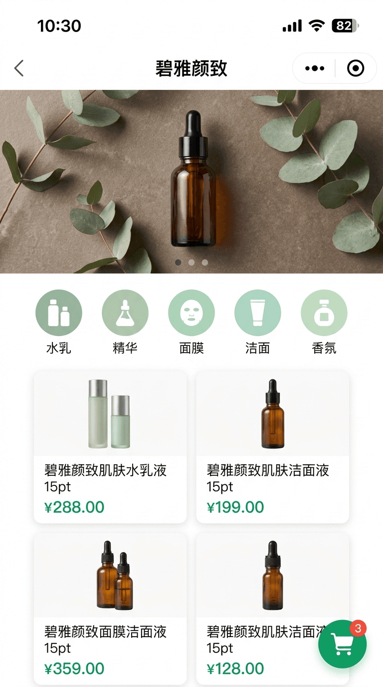 A WeChat Mini-Program store with a product grid