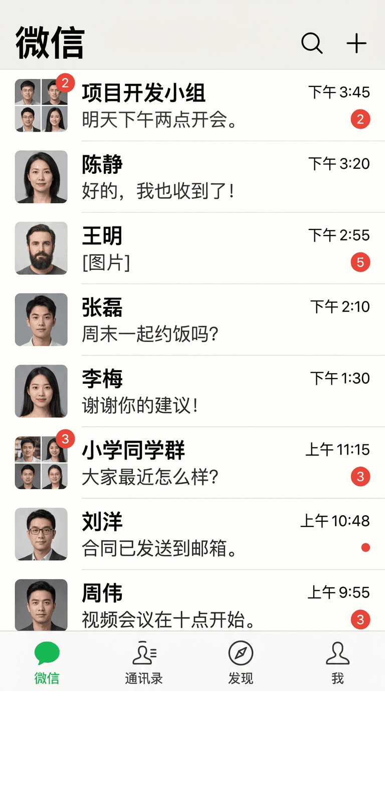 A smartphone showing the WeChat home screen with chat list, payment QR code and Mini-Program tiles